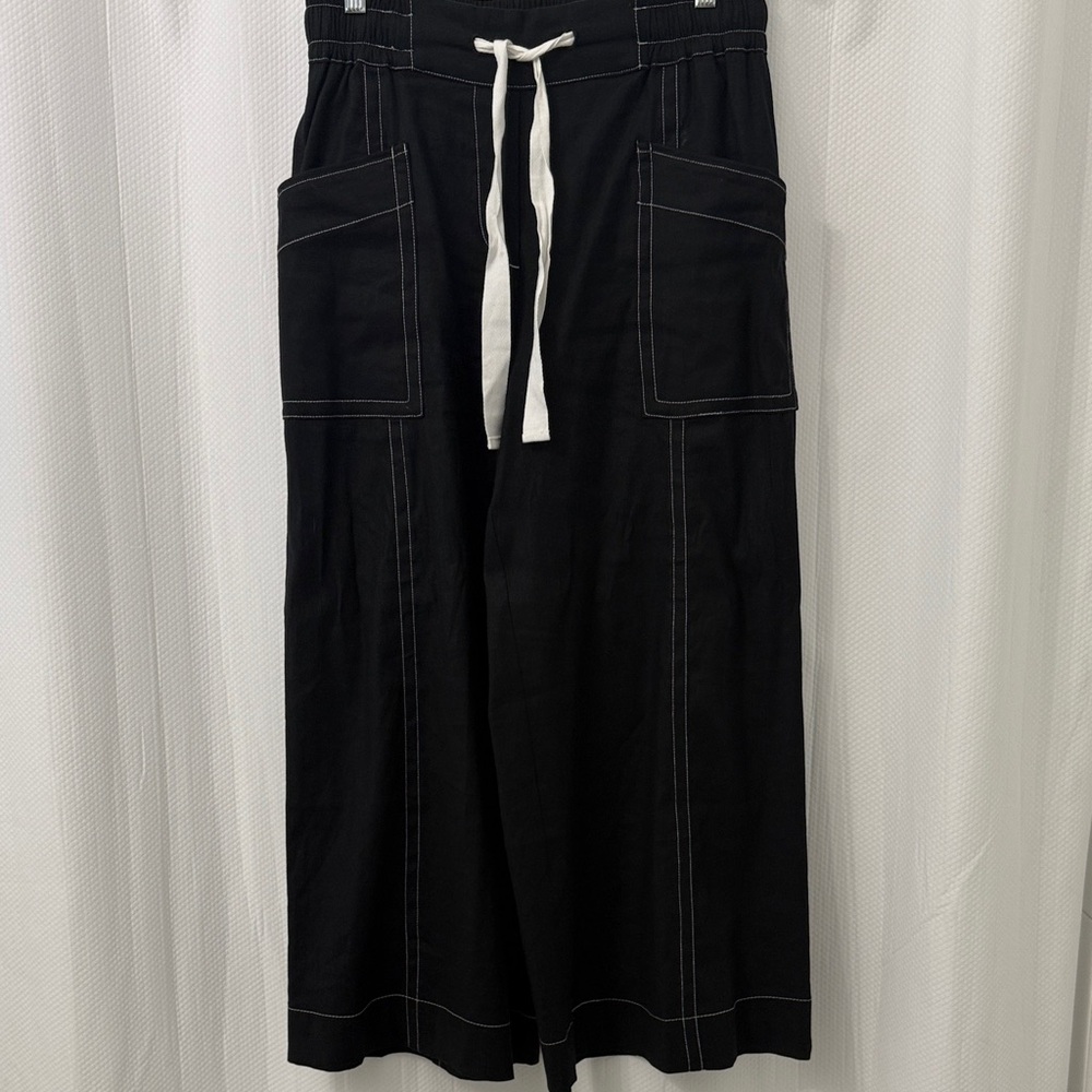 Maeve Black Cargo Pants with Contrast Drawstring